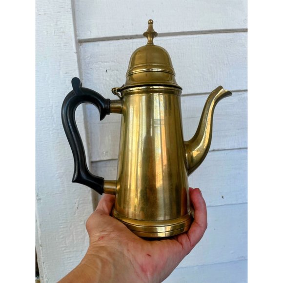 Vintage Long Solid Heavy Brass Coffee/Teapot - Picture 3 of 12